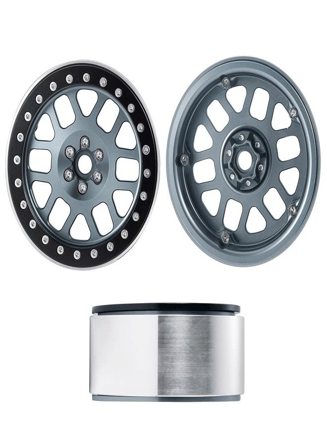 WEFEINO 4PCS 2.6 Beadlock Wheels Rims Hubs for 1/10 Axial RBX10 AXI03005 Wraith 90048 90053 Axial AXI03000 AXI3004 Buggy 2.6 Mud Terrain Tires (Titanium Grey) - Image 3